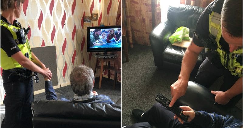Kindhearted cops bring food, gifts and new TV for pensioner living alone after death of his wife