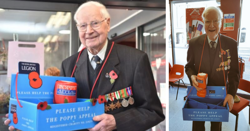 British Army veteran, 103, who fought in WWII, has been selling poppies for 70 years now and doesn't plan to stop anytime soon