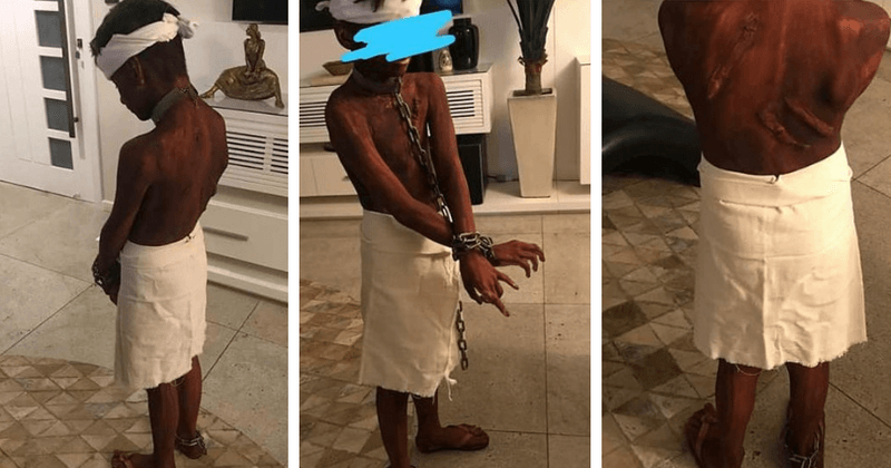 Outrage as mother dresses up her 9-year-old son as a 'slave' for school Halloween party
