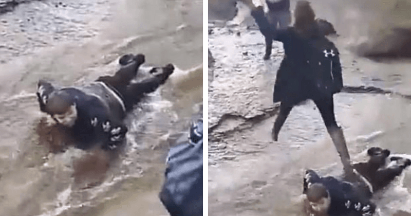 Teen with cerebral palsy used as human bridge by disgusting bullies to cross freezing creek