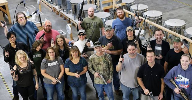 Wisconsin company that makes bullet-themed novelty glassware gifts guns to employees as early Christmas present