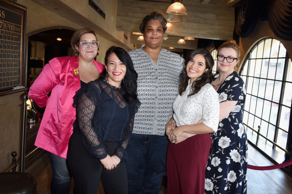(L-R) Carmen Maria Machado, Ada Limón, Roxane Gay, America Ferrera and Amber Tamblyn attend the Heineken Green Room during Vulture Festival Presented by AT&T at Hollywood Roosevelt Hotel on November 18, 2018, in Hollywood, California. (Getty Images)