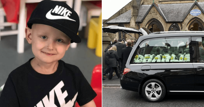 Mourners line up street to bid goodbye to 5-year-old Charlie Procter who said 'sorry' to mother before dying of cancer