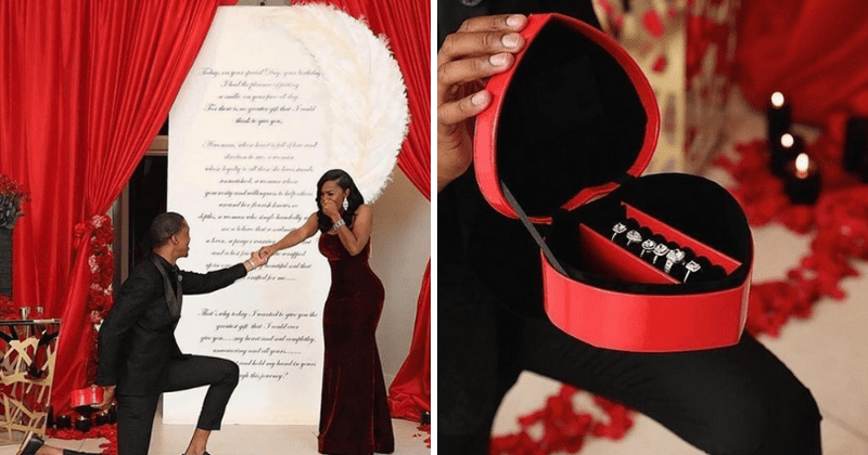 Man lets partner choose her own engagement ring after proposing to her with six