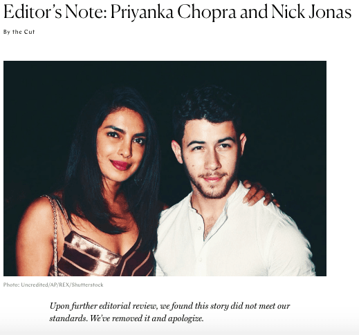 The Cut posted this editorial note after the article was widely criticized