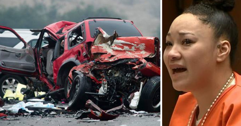 Woman who killed six people in DUI wrong-way crash breaks down as she is sentenced to 30 years to life