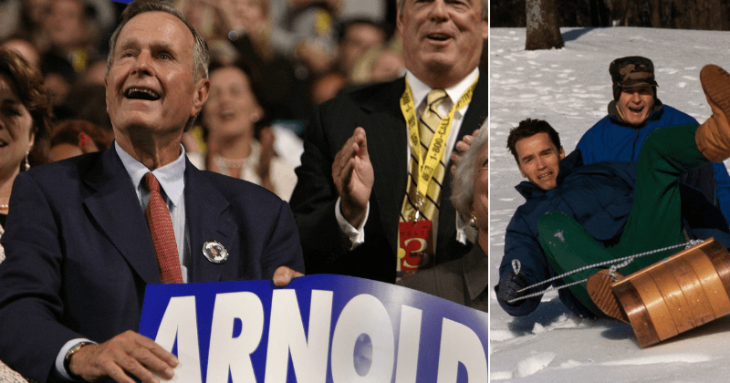 Arnold Schwarzenegger attends Bush's funeral with his girlfriend to pay tribute to the man who gave him his 'big break' in politics