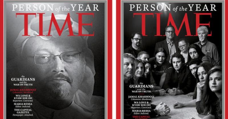 Time magazine reveals Khashoggi and other murdered or oppressed journalists as Person of the Year
