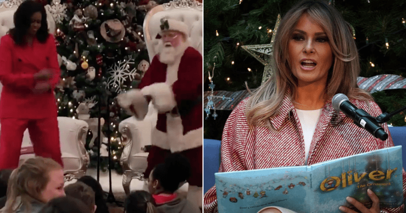 Michelle Obama's Christmas visit to children's hospital was way more fun than Melania Trump's similar outing