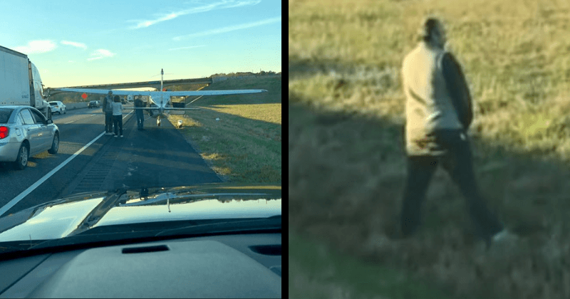 Student pilot makes emergency landing on interstate before stepping out and relieving himself