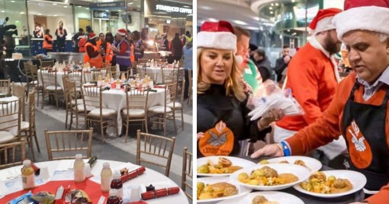 Birmingham's New Street railway station transforms into Xmas party to give 200 homeless people a festive meal