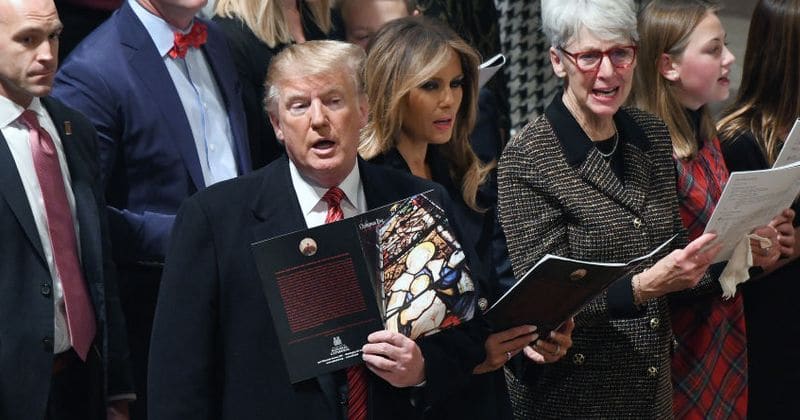 President Donald Trump and Melania sing Christmas hymns during late night mass at National Cathedral