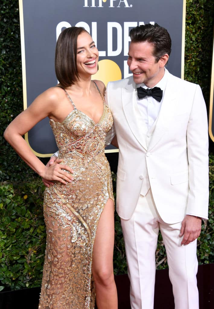 Irina Shayk (L) and Bradley Cooper attend the 76th Annual Golden Globe Awards at The Beverly Hilton Hotel on January 6, 2019 in Beverly Hills, California. (Photo by Jon Kopaloff/Getty Images)