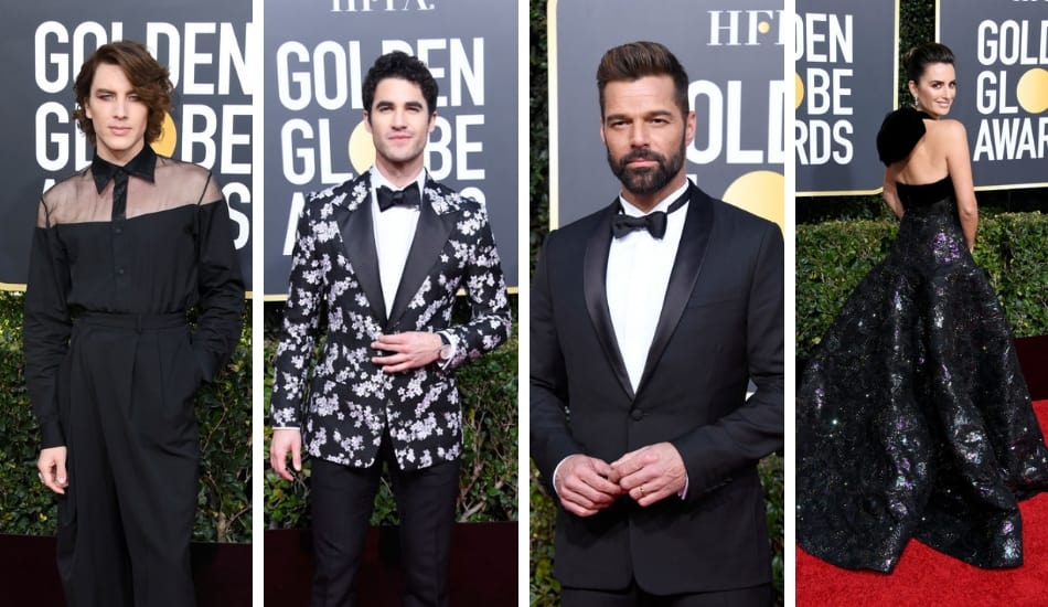 Cody Fern, Darren Criss, Ricky Martin and Penelope Cruz at the Golden Globes 2019 red carpet (Getty Images)