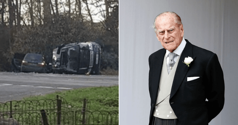 Prince Philip, 97, 'shocked and shaken' after the car he was driving overturned in a traffic accident