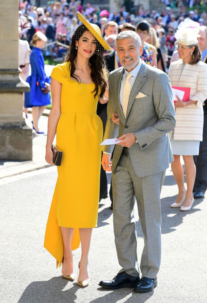 Amal and George Clooney arrive at St George's Chapel at Windsor Castle before the wedding of Prince Harry to Meghan Markle on May 19, 2018 in Windsor, England (Getty Images)