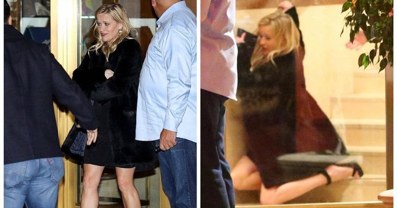 Reese Witherspoon takes a tumble after long night of partying at Jennifer Aniston's star-studded birthday celebration