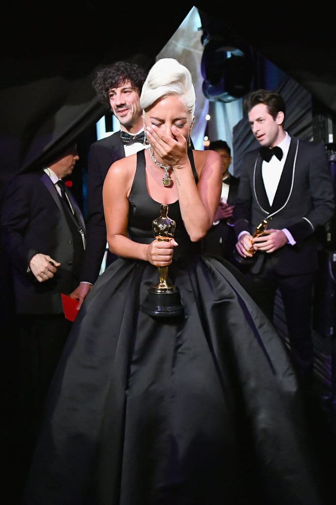Lady Gaga poses with the Music (Original Song) award for 'Shallow' from 'A Star Is Born' backstage during the 91st Annual Academy Awards at the Dolby Theatre on February 24, 2019 in Hollywood, California. (Photo by Matt Petit - Handout/A.M.P.A.S. via Getty Images)