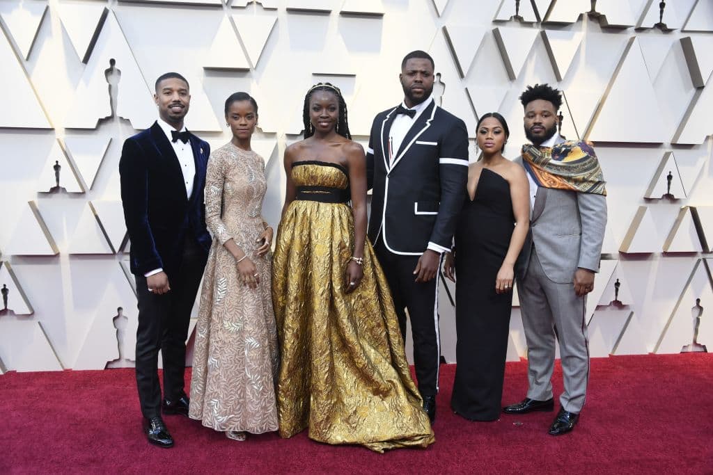 Michael B. Jordan and Black Panther cast attends the 91st Annual Academy Awards at Hollywood and Highland on February 24, 2019 in Hollywood, California. (Photo by Frazer Harrison/Getty Images)