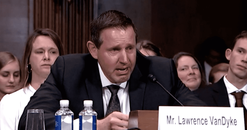 Trump's judicial nominee Lawrence VanDyke breaks down at hearing after being accused he would not be fair to LGBT people