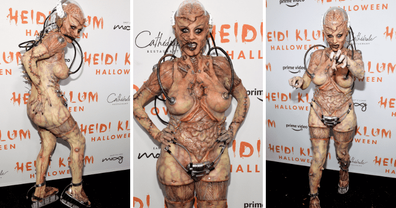 THE HORROR! Heidi Klum rocks 'alien experiment gone wrong' Halloween costume at her New York party