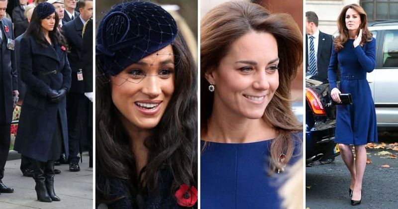 Kate Middleton and Meghan Markle step out in different shades of blue as they attend separate royal events