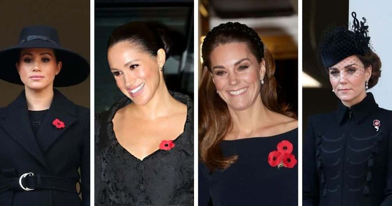 Meghan Markle wows in modern ensemble, Kate Middleton keeps it classic as duchesses don black on Remembrance Day