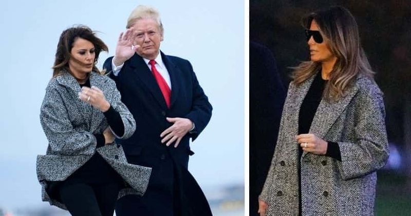 Melania Trump looks stylish as she beats Arctic blast in oversized gray jacket after spending the weekend in New York