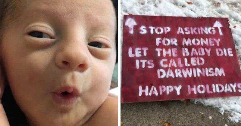 Cruel 'Let the baby die' signs target Ohio family trying to raise money for sick infant son