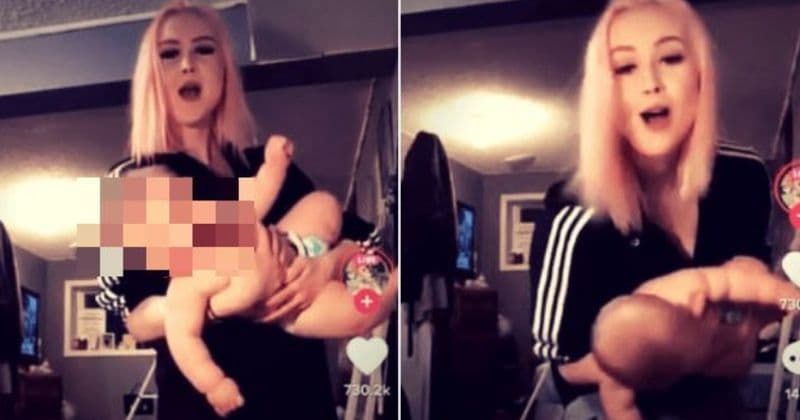 Young mother videos herself shaking baby like a gun to the beats of rap song 'Pew Pew Pew'