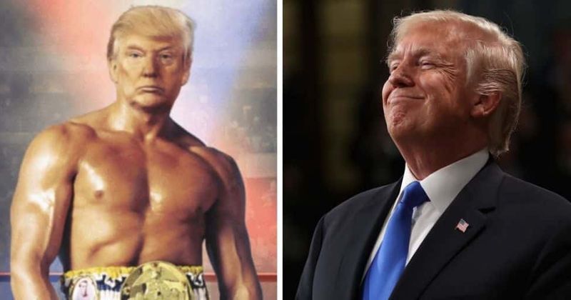 Team Trump reignites jokes over president's Rocky picture after they claim there's 'no evidence' it was 'doctored'