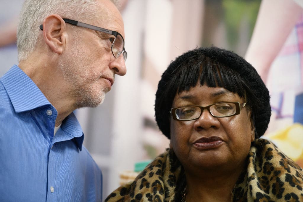 Labour Party leader Jeremy Corbyn and Shadow Home Secretary Diane Abbott visit Finsbury Park mosque on 'Visit Your Mosque Day', on March 03, 2019 in London, England. A man was killed near the mosque during an attack by far right extremist Darren Osborne in June 2017.