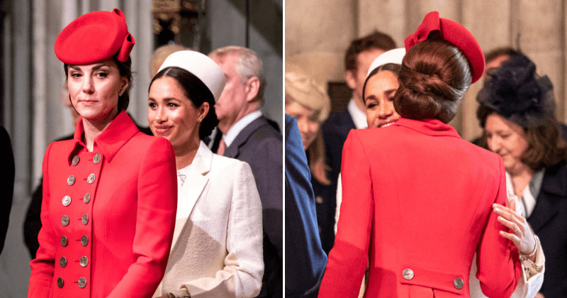 Meghan Markle and Kate Middleton share friendly kiss at Commonwealth Day service in Westminster Abbey
