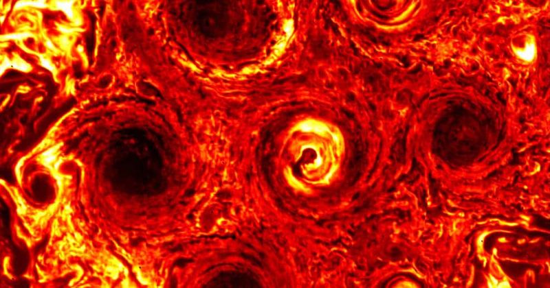 New giant wind storm swirling near Jupiter's South Pole joins family of six other cyclones