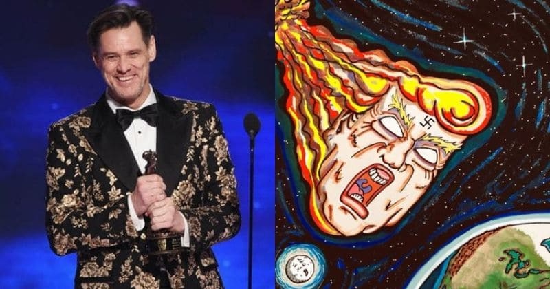Jim Carrey draws scathing cartoon of Trump with swastika on his forehead blaming him for NZ terror attack