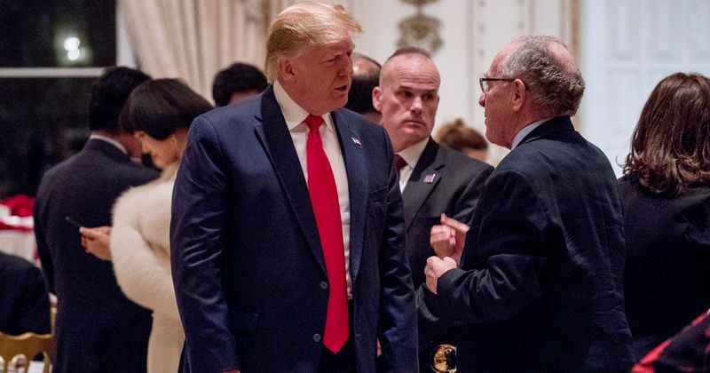 Trump chats up attorney Alan Dershowitz at Christmas party, raises eyebrows about roping him in impeachment team