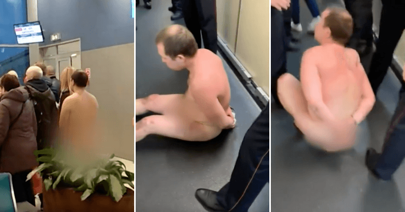 Man strips naked and tries to board plane as he is more 'aerodynamic' with no clothes on
