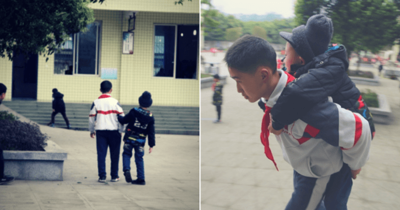 Boy, 12, has carried disabled friend to school every day for six years so he doesn't miss class