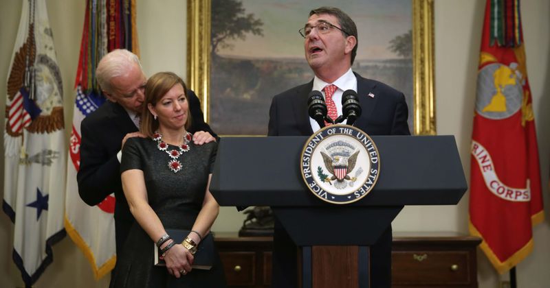Stephanie Carter says Joe Biden's viral picture of him touching her shoulders is 'misleading'