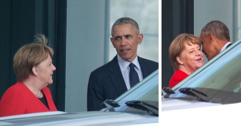 Angela Merkel gives Obama a very friendly welcome in stark contrast to meetings with Trump