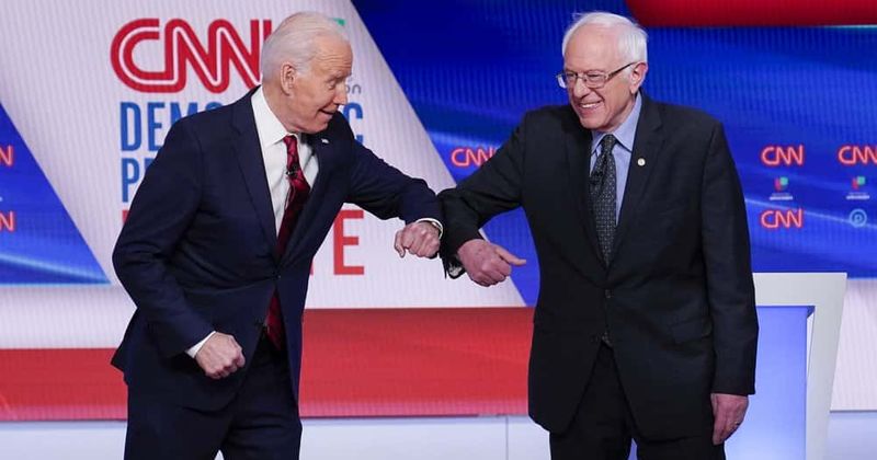 Democratic debate: Biden and Sanders bump elbows amid coronavirus threat, say they wash hands frequently