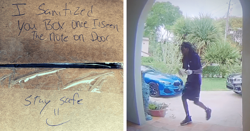 Video shows FedEx driver sanitizing package after learning 11-year-old girl in the house has autoimmune disorder