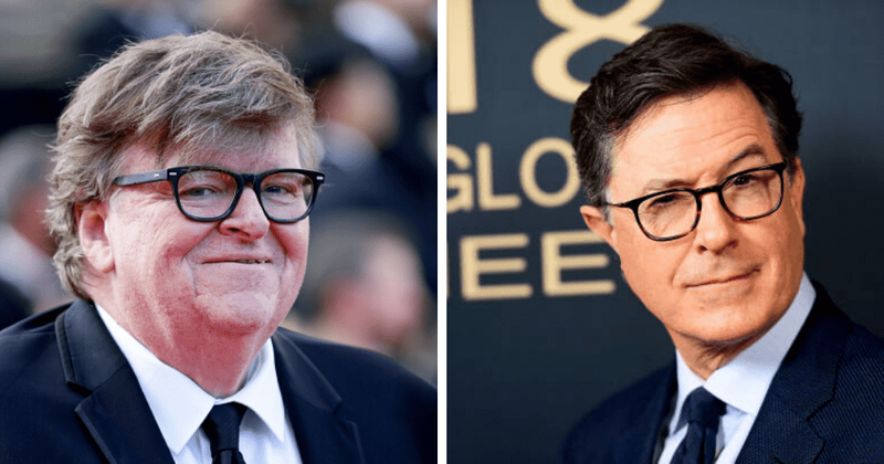 Stephen Colbert caught smirking as Michael Moore dishes on new climate change docu, viewers upset