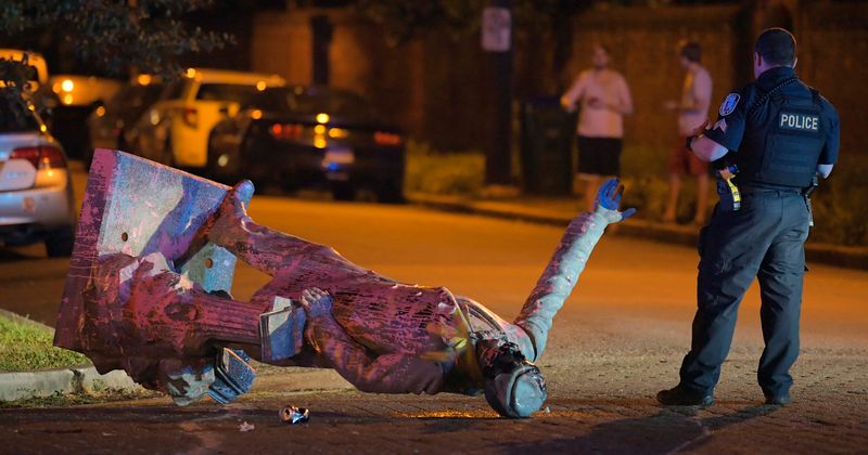 Virginia BLM protester battling for life after confederate statue he helped tear down fell on his head