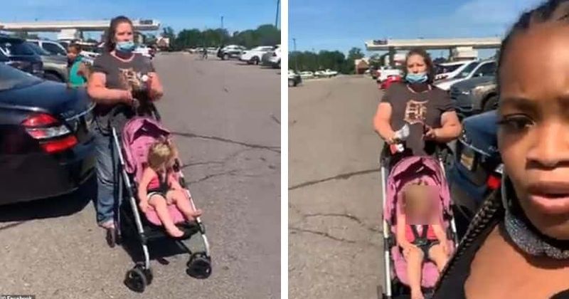 Detroit 'Karen' blocked black mother's car in a supermarket's parking lot as she 'saw her kid step on a shelf'