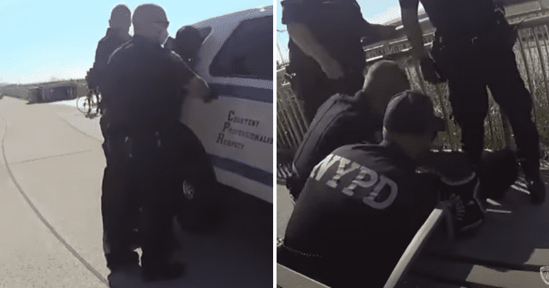 NYPD cop suspended after shocking video shows him using 'chokehold' on black man just days after it was banned
