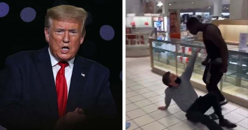 Trump shares video of black man punching white employee at a Macy's store, asks 'where are the protesters?'