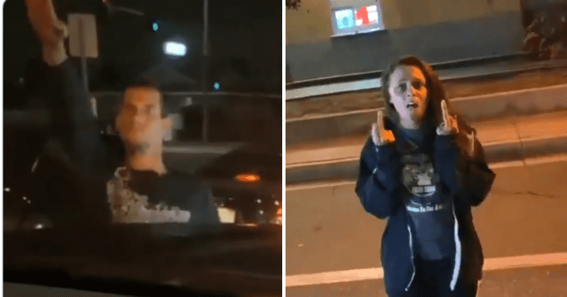 California White man gives Nazi salute before attacking Black couple's car as woman with him yells racial slurs