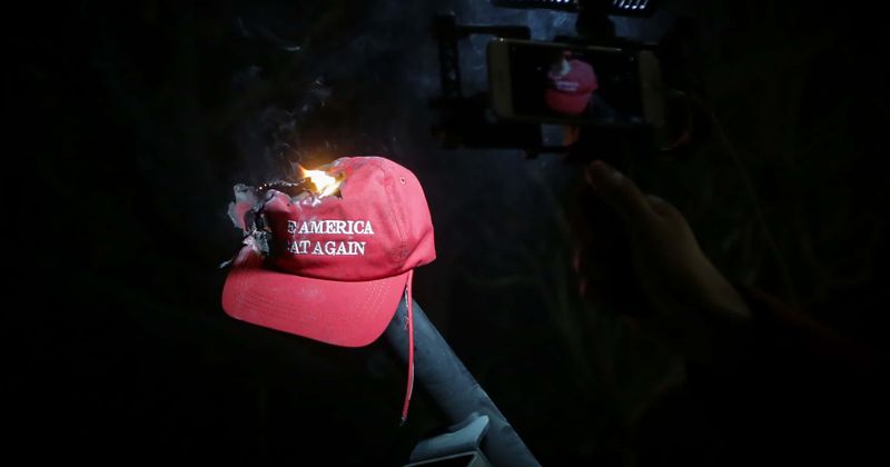 Oregon woman wearing MAGA hat attacked by protester as BLM and Back the Blue activists face off in viral video