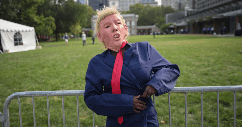 Woman shoves American flag into her underwear in front of Trump fans ahead of his Philly visit, gets slammed